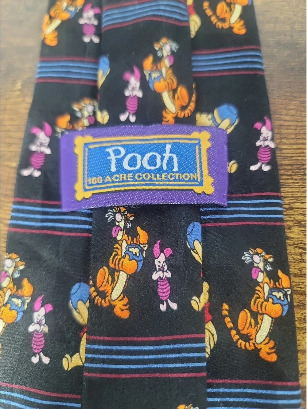 Disney Winnie the Pooh 100 Acre Collection Silk Tie Tigger Pooh And Piglet Black